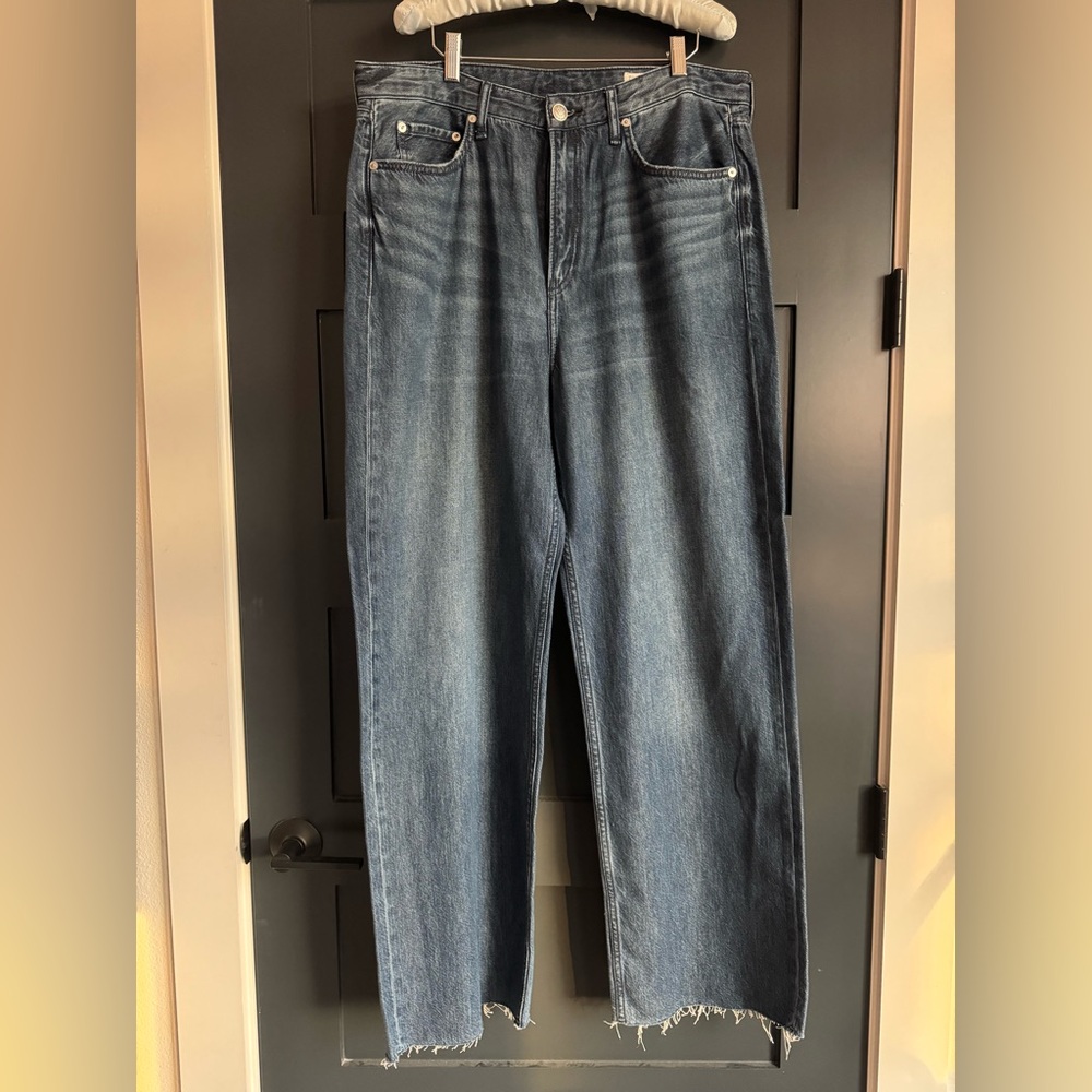 Rag & Bone Logan Mid-Rise Wide Leg Blue Jeans